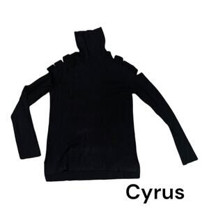 Cyrus black turtle neck womans medium cutout shoulder new with tags cute pro